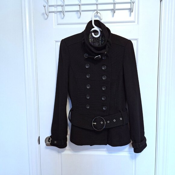 Zara TRF black wool blend jacket with cute floral lining - Picture 6 of 17